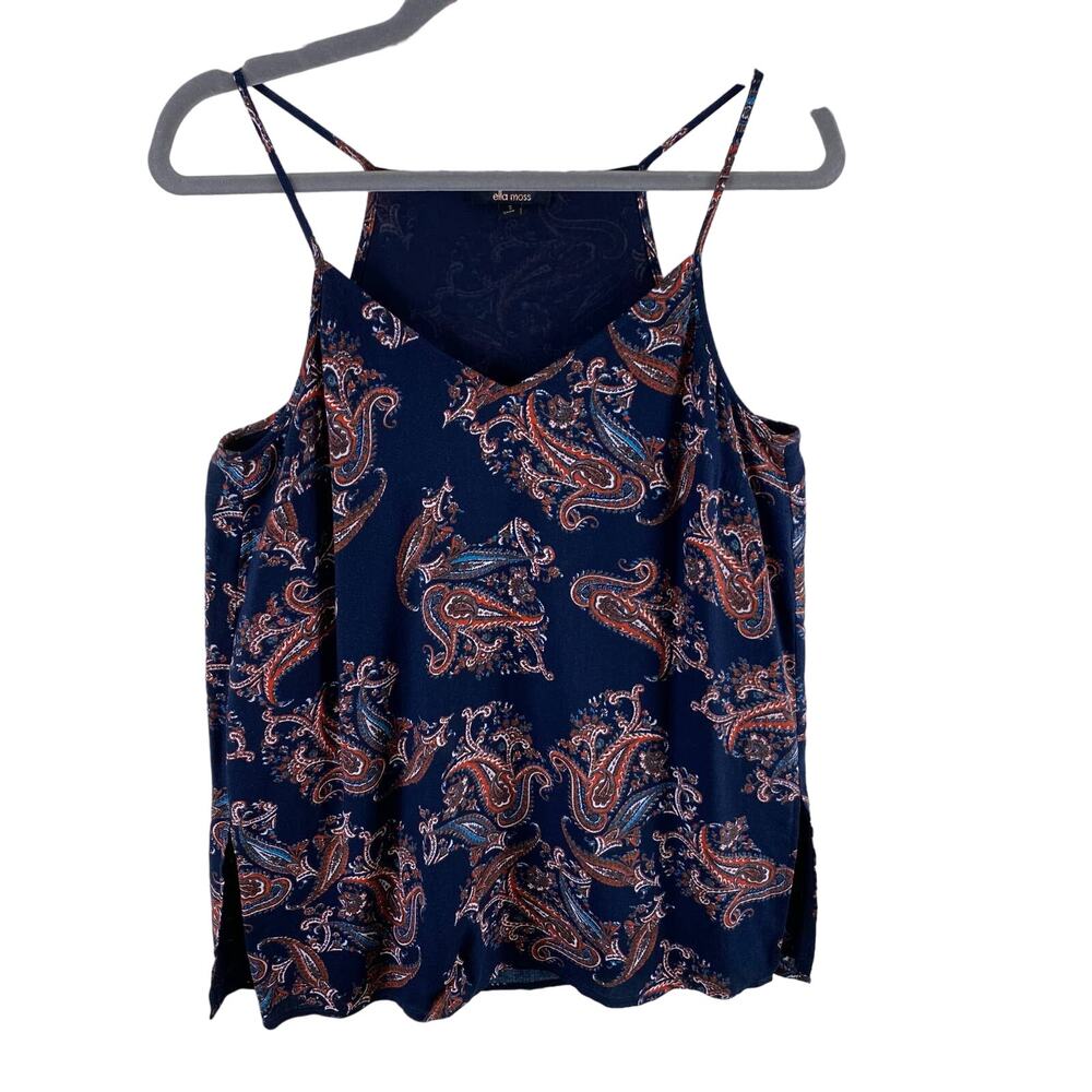 Ella Moss 100% Rayon Paisley Racerback Lined Lightweight Tank Top Blouse Size S